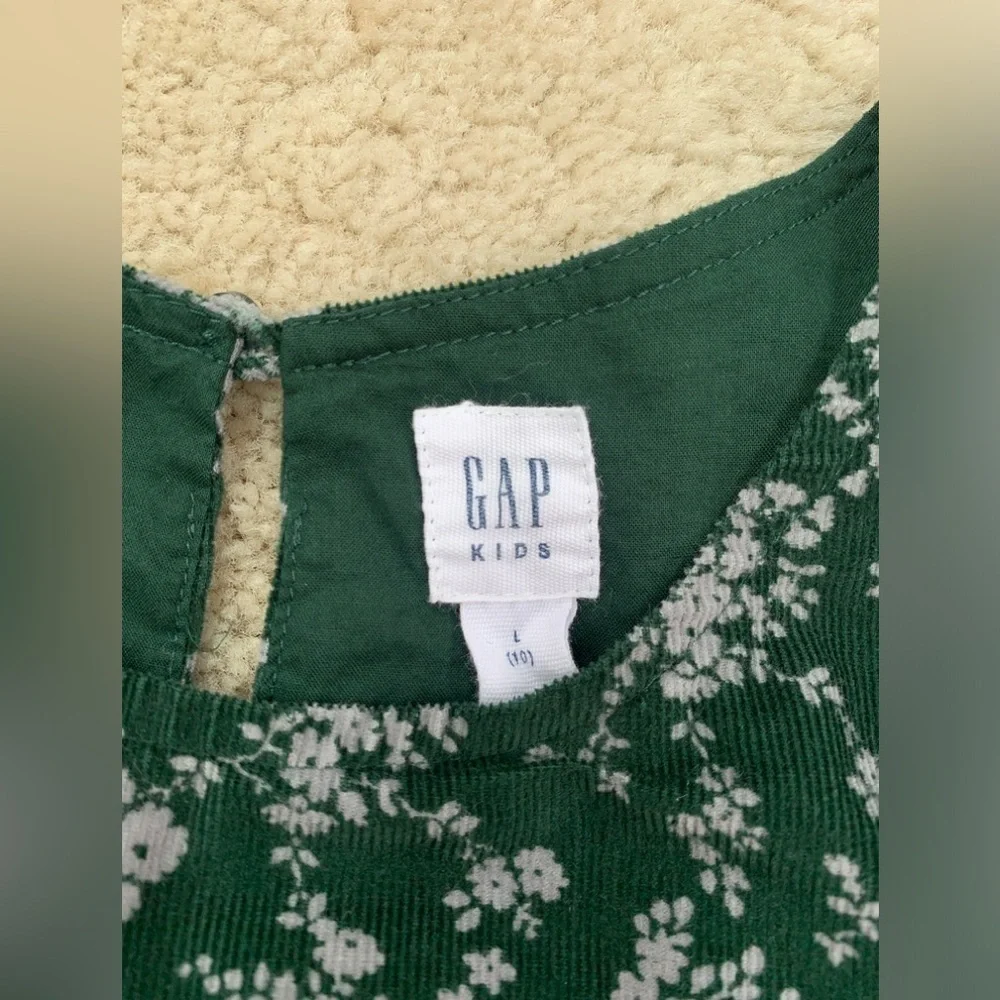 Gap Size L, 10, Dark Green Floral Corduroy Dress